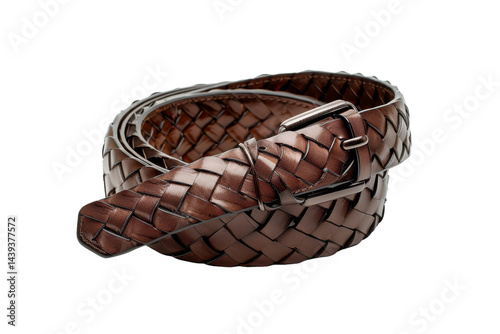 Signature Weave Belt by Bottega Veneta Isolated On White Background.