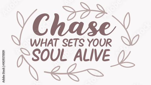 Chase Typography with Leaf Branch Accents Design on White Background