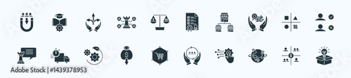 Business growth strategy thin icon set containing customer acquisition,knowledge management,flexibility,strategic networking,competitive price
