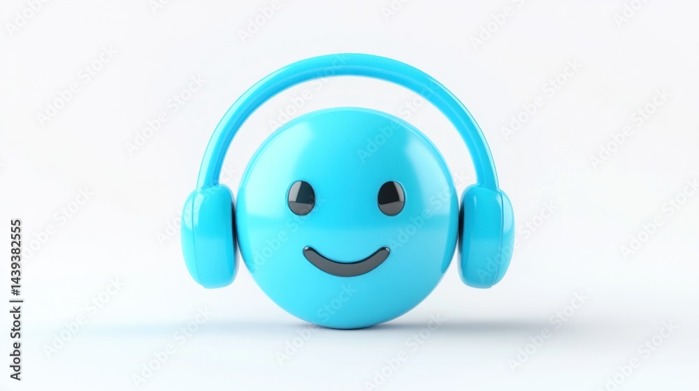 Fototapeta premium Chat icon with headset on clean white background