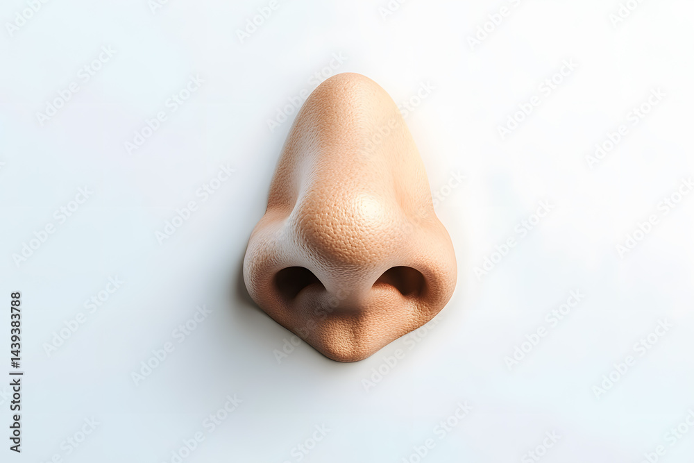 Front view human nose isolated on white