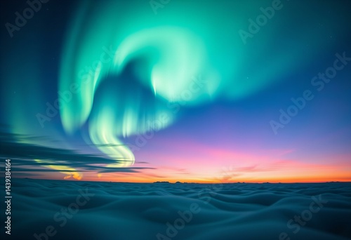 Sky with abstract aurora lights.