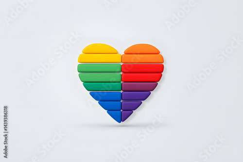Obraz na płótnie LGBT Pride Month in June 2025. Rainbow heart - Symbol of Pride Month w salonie