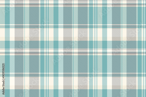 School plaid fabric vector, website check seamless texture. New background pattern textile tartan in cyan and grey colors.