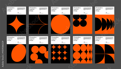 Artworks, posters inspired postmodern of vector abstract dynamic symbols with bold geometric shapes, useful for web background, poster art design, magazine front page, hi-tech print, cover artwork