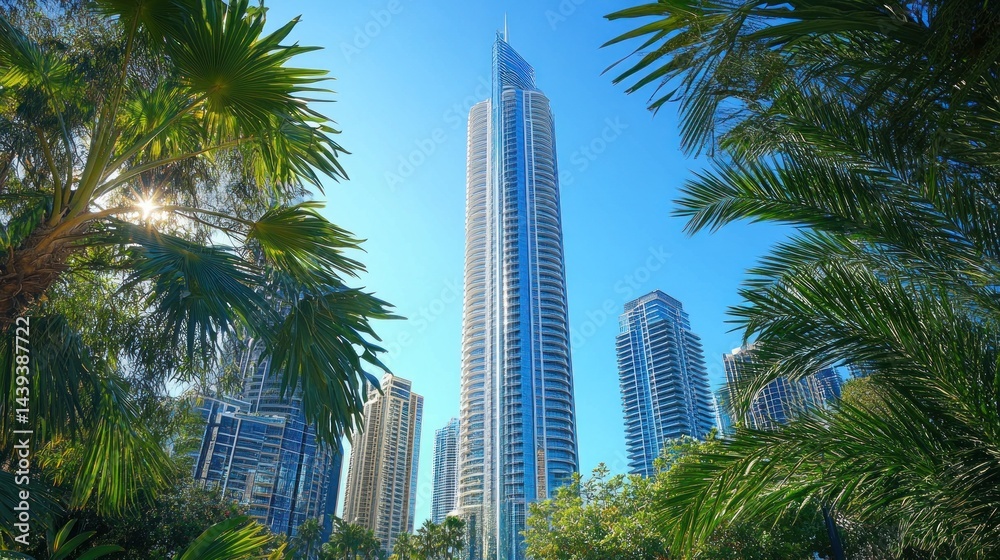 Naklejka premium Corporate tower with clear sky background