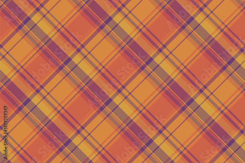 Ornamental pattern plaid textile, variation vector background fabric. Grungy seamless check texture tartan in orange and red colors.