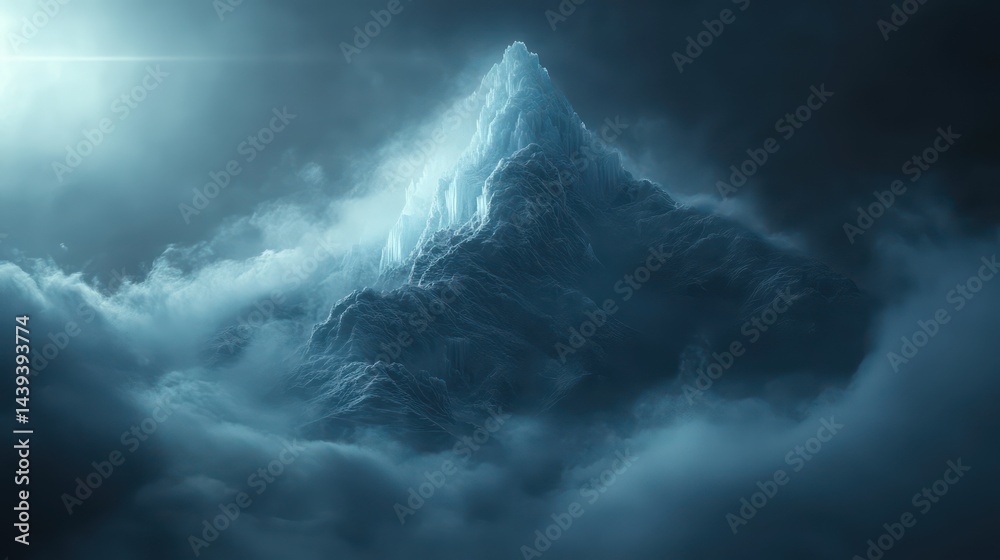Mountain peak in stormy clouds Mountain peak in stormy clouds