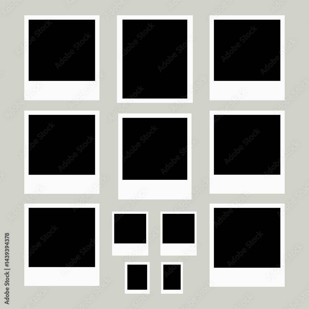 set of polaroid photo frame memory flat color vector illustration template design