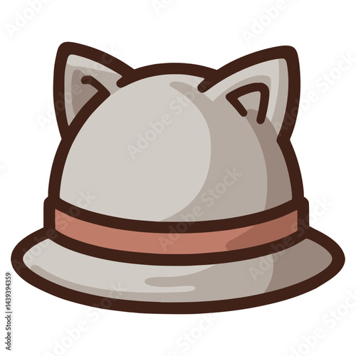 hunter cat hat travel outdoor fashion lifestyle accessories flat color vector illustration template design