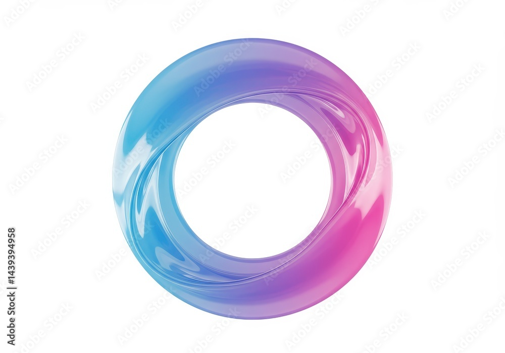 Abstract torus shape with a gradient of blue and pink on a white background, creating a modern and smooth design Abstract torus shape with a gradient of blue and pink on a white background, creating a modern and smooth design