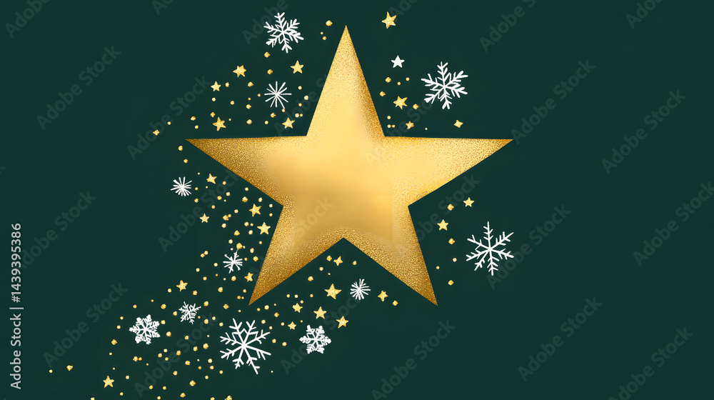 Obraz premium star, christmas, holiday, stars, decoration, gold, card, design, golden, vector, illustration, celebration, winter, xmas, snow, light, wallpaper, ornament, symbol, year, new, shape, art, season, tree