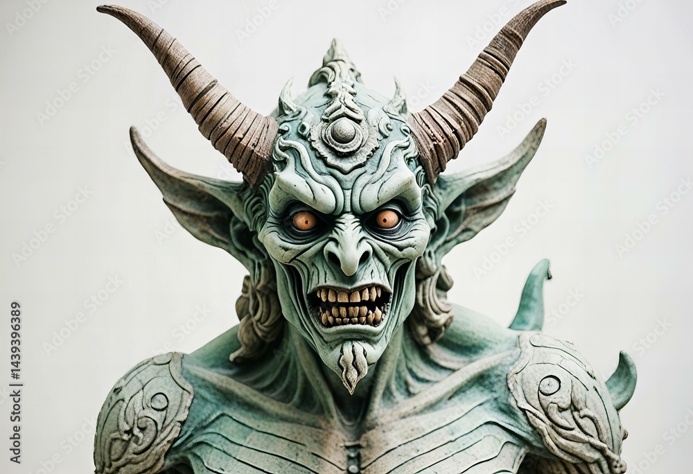 Beautiful Image Demon statue, white background Beautiful Image Demon statue, white background