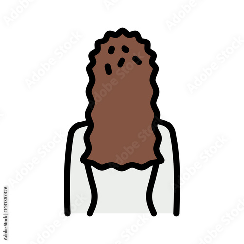 Dandruff on the Head of pretty Woman. Disease and Treatment of the Scalp and Hair. Symptoms of dandruff. Hair care, treatment, beauty color icon. For website marketing design, logo, app, template, ui,