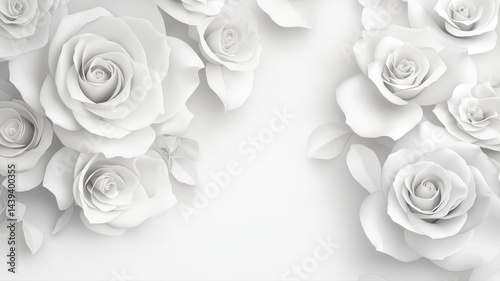Fototapeta Naklejka Na Ścianę i Meble -  Elegant White Roses Background for Weddings and Celebrations white roses floral background feminine