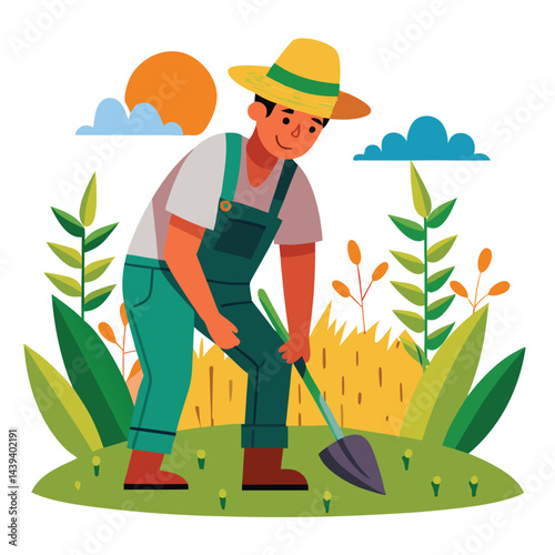 farmers working vector