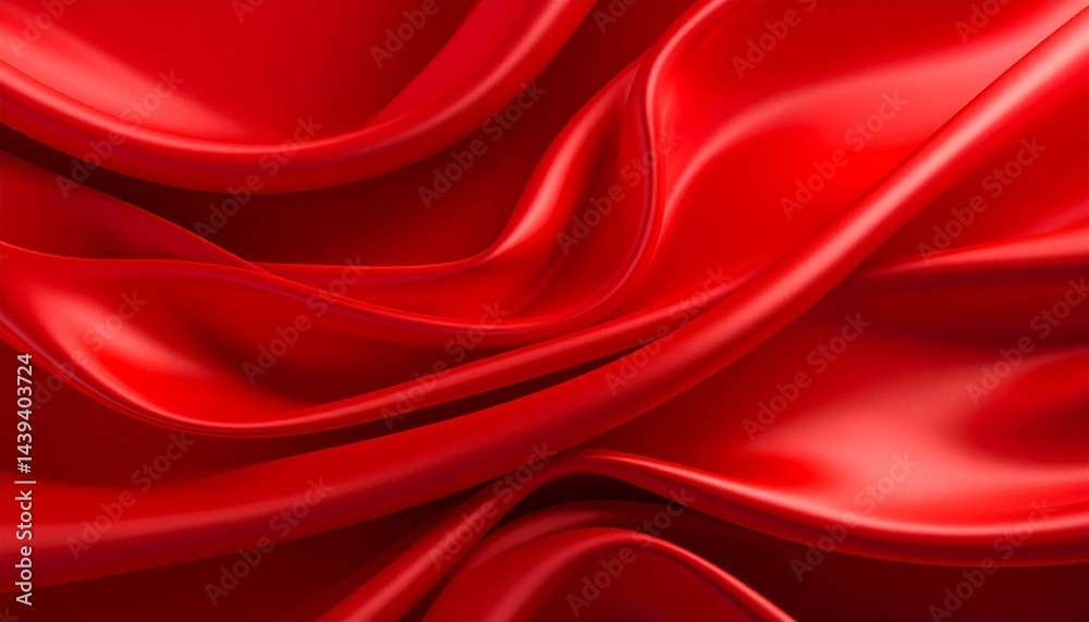 Fototapeta premium Luxurious Red Silk Fabric Draped Smoothly Elegant Background Texture