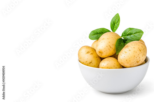Obraz na płótnie Bowl filled with smooth golden potatoes, isolated on a clean white background w salonie