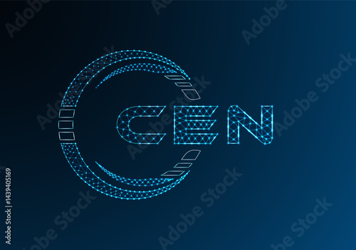 CEN low poly letter logo vector design. CEN lower poly logo design.