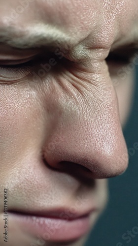 Close Up Showing Intense Disgust and Revulsion on a Human Face Wrinkling Nose and Forehead Expression