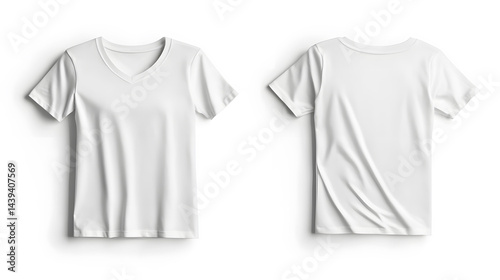 Obraz na płótnie Female white t-shirt template, front and back view isolated on white background, cutout w salonie