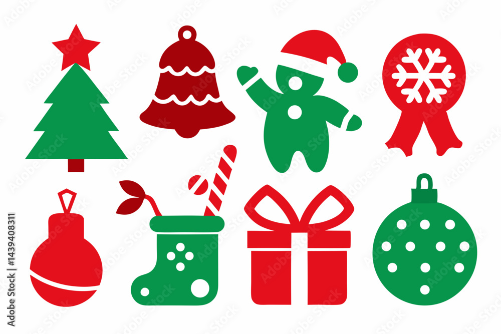 Fototapeta premium Minimalist Christmas Icons Collection