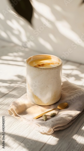 golden turmeric latte, ceramic cup