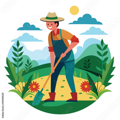 farmers working vector