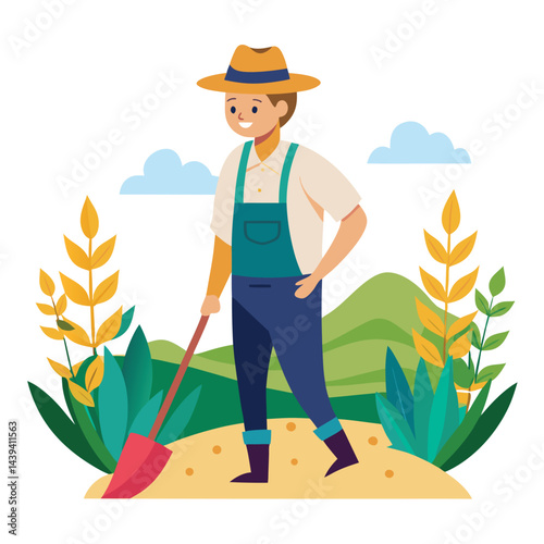 farmers working vector