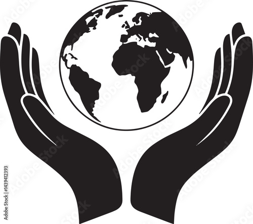 Hands Holding Globe Vector Illustration Representing Protection And Care For Earth