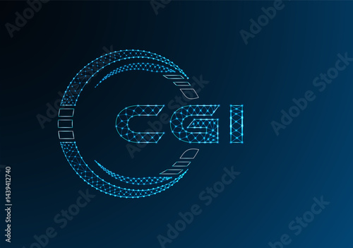 CGI low poly letter logo vector design. CGI lower poly logo design.