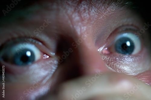 Shocked Expression Close Up View of Wide Open Eyes Observing Something Astonishing And Frightening