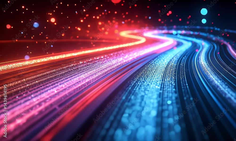 Glowing digital highway, data stream, abstract, technology background