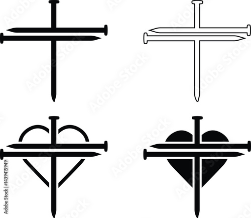 Nail Cross Eps, Vector File Art Black and White
