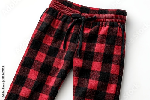 Cozy red and black checkered jogger pants perfect for winter lounging at home