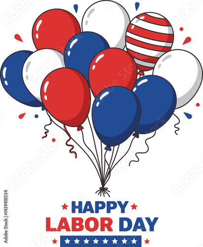 USA Labor Day Holiday Background with Balloons