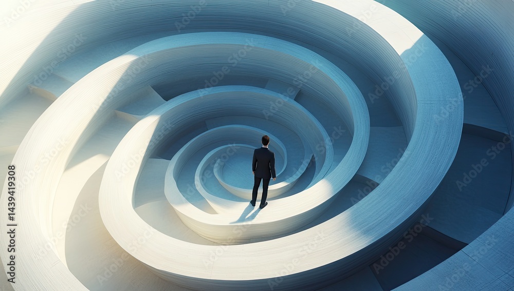 Obraz premium Businessperson in abstract spiral maze