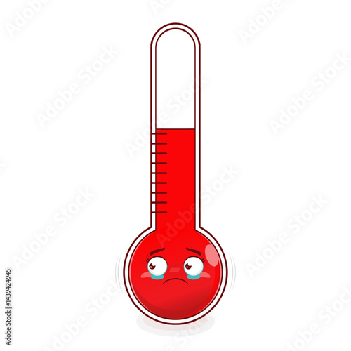 thermometer crying face cartoon cute