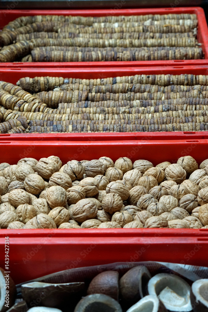 fesh nuts on a market in mumbai