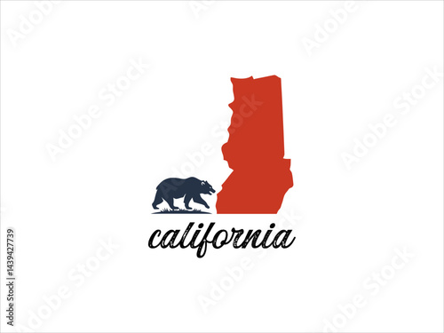 A classic, vintage inspired logo featuring a silhouette of a California grizzly bear standing atop a stylized base, with the word "California" prominently displayed below.