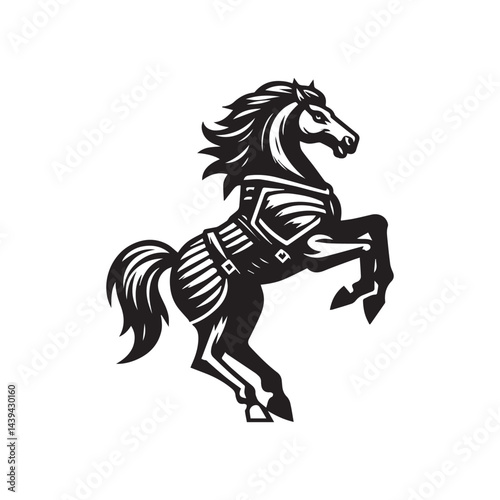 War Horse Illustration – Powerful Armored Horse Design