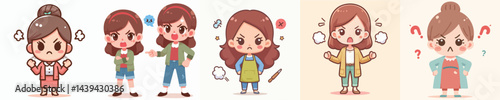 collection of vector images of an angry woman