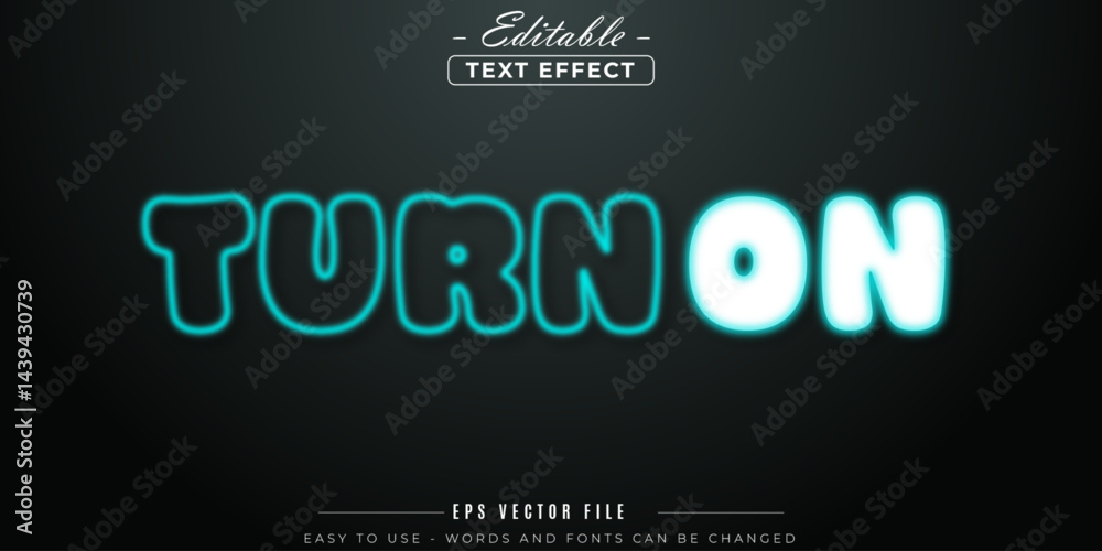 Obraz premium Turn on text, editable text effect.
