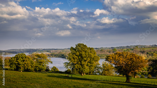Beautiful views of Bewl Water Reservoir and the high weald on the East Sussex Kent border south east England UK