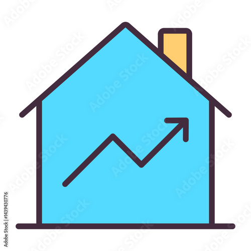 Real estate growth house color icon