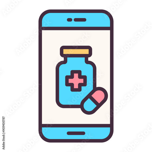 Online pharmacy mobile app color icon