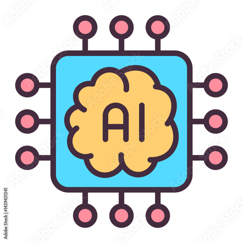 Artificial intelligence chip and machine learning icon