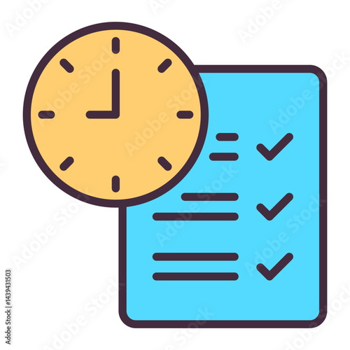 Clock with checklist task management icon