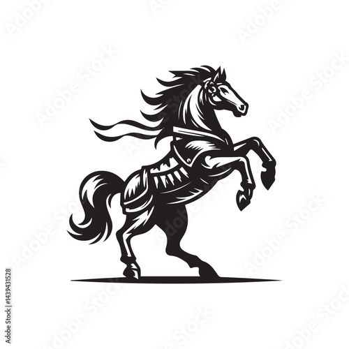 War Horse Illustration – Powerful Armored Horse Design