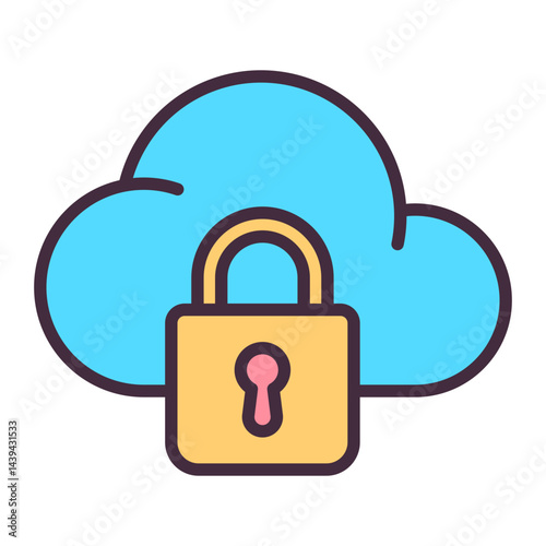 Cloud security with padlock icon